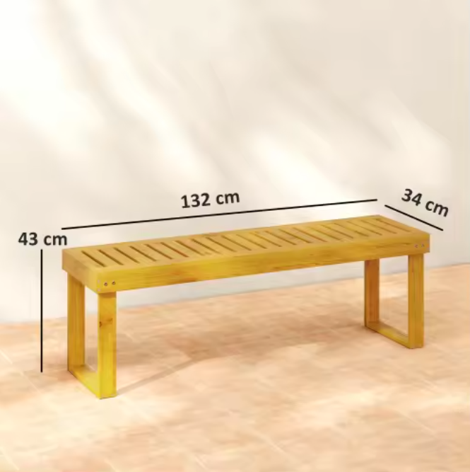 Set van 2 Teakhouten Tuinbanken – Massief Grenenhout, 300 kg Draagvermogen, 132 cm Breed