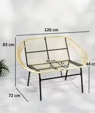 2-Zits Tuinbank van Rotan met Rugleuning – Acapulco Stijl, Weerbestendig & Comfortabel Ontwerp