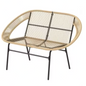 Set van 2 Zwarte Tuinbanken – Stalen Frame & Rotan Vlechtwerk, Weerbestendig & Comfortabel voor 2 Personen