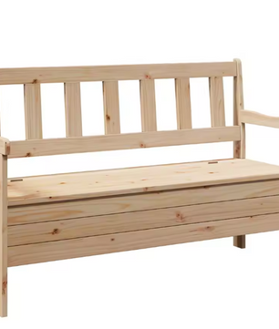 Grenenhouten Tuinbank met Opbergruimte – 3-Zits Buitenbank voor Balkon of Tuin