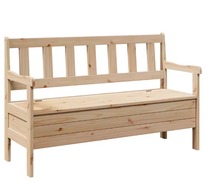 Grenenhouten Tuinbank met Opbergruimte – 3-Zits Buitenbank voor Balkon of Tuin