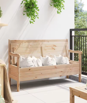 Grenenhouten Tuinbank met Opbergruimte – 3-Zits Buitenbank voor Balkon of Tuin