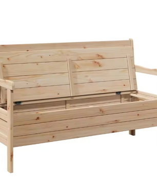 Grenenhouten Tuinbank met Opbergruimte – 3-Zits Buitenbank voor Balkon of Tuin