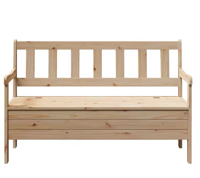 Grenenhouten Tuinbank met Opbergruimte – 3-Zits Buitenbank voor Balkon of Tuin