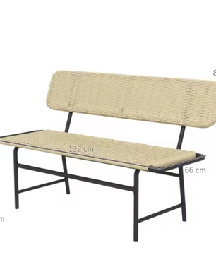 2-Zits Balkonbank zonder Armleuningen – Kaki Tuinbank met Metalen Frame, Weerbestendig en Compact