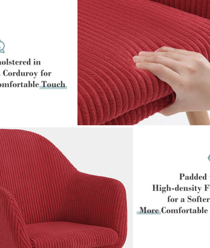 Moderne Eetkamerstoel met Armleuningen – Gestoffeerde Corduroy Keukenstoel – Scandinavisch Design – Comfortabele Rugleuning – Meerdere Kleuren