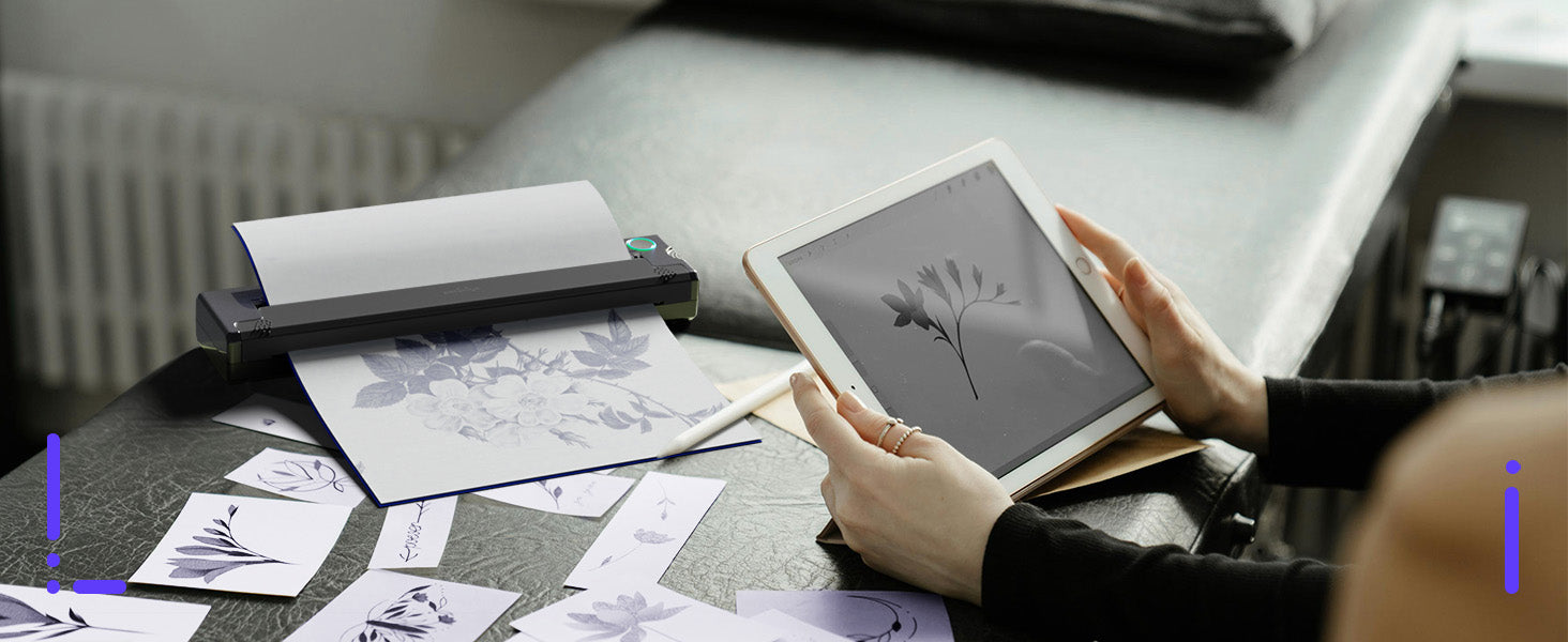 Draadloze Thermische Tattoo Stencilprinter met Transferpapier – Compatibel met Telefoon en PC