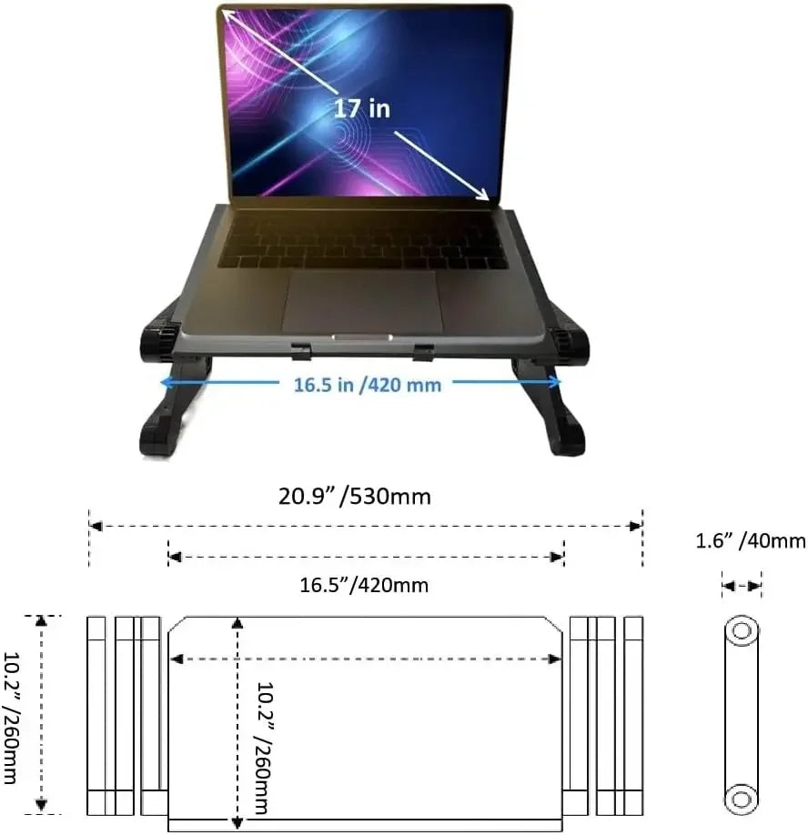 Verstelbare Laptoptafel met Koeling – Opklapbaar Schootbureau met Muismat