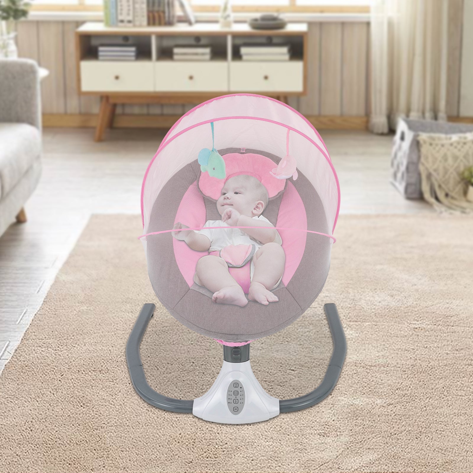 Elektrische Babyschommel met Afstandsbediening, Bluetooth en Timer (0–18 Maanden)