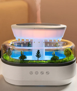Aroma Luchtbevochtiger met Regendruppel Effect en LED Licht – Ultrasone Diffuser met Witte Ruis