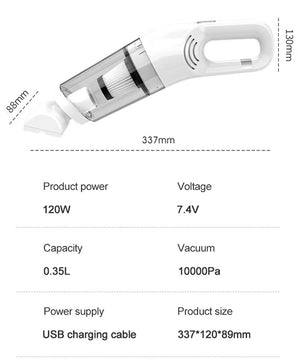 Mini Draagbare Draadloze Handstofzuiger – Krachtige Reiniging voor Auto en Huis, USB Oplaadbaar