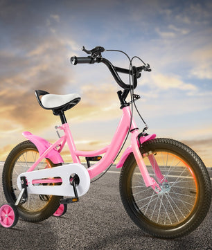 16 Inch Kinderfiets – Met Zijwielen, Verstelbaar Zadel en Stuur, Dubbele Remmen voor Kinderen van 5-8 Jaar