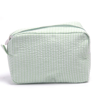 Seersucker Make-up Tas met Ruches – Gestreepte Cosmetische Reistas met Rits