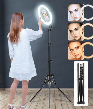 26 cm LED Ringlicht met Statief – Dimbare Selfie Lamp met Telefoonhouder