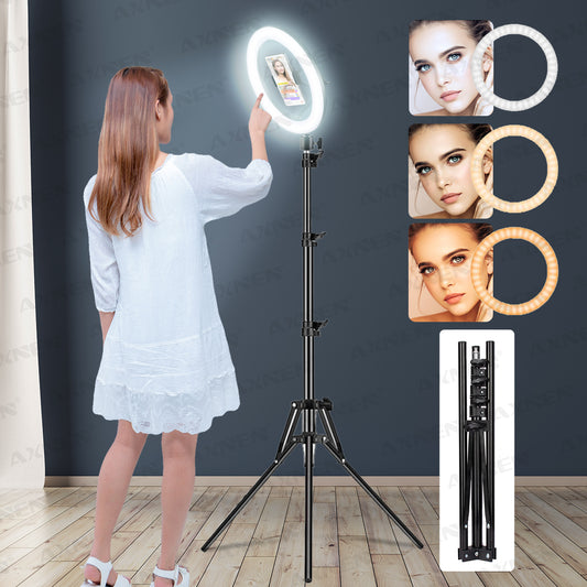 26 cm LED Ringlicht met Statief – Dimbare Selfie Lamp met Telefoonhouder