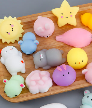 50-5 Stuks Mochi Squishies Kawaii Dieren – Antistress Squeeze Speelgoed 3-5 cm