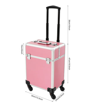 Professionele Rollende Make-up Reiskoffer – Cosmetische Trolley met Wielen en Sleutels, Grote Capaciteit