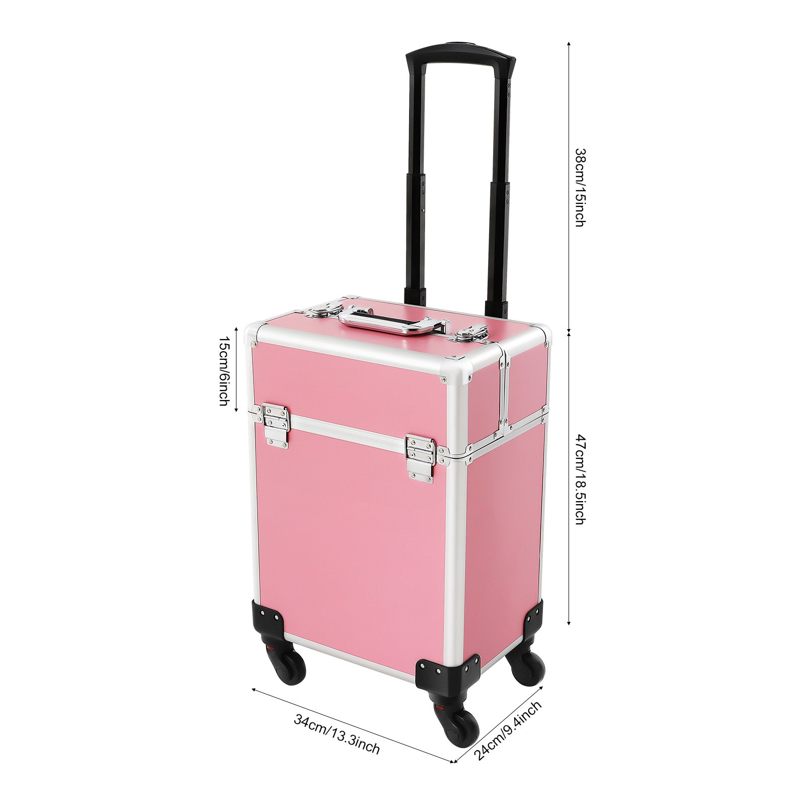 Professionele Rollende Make-up Reiskoffer – Cosmetische Trolley met Wielen en Sleutels, Grote Capaciteit