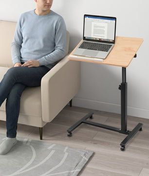 Verstelbaar Laptopbureau met Wielen – 360° Draaibaar Staand Werkstation