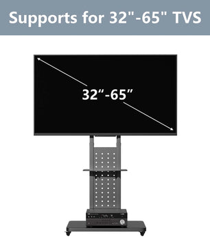 Draaibare TV Vloerstandaard 32–65 inch – Mobiele TV Beugel met Hoogteverstelling