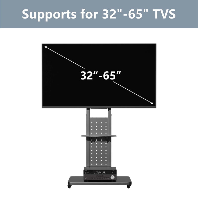 Draaibare TV Vloerstandaard 32–65 inch – Mobiele TV Beugel met Hoogteverstelling