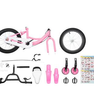 16 Inch Kinderfiets – Met Zijwielen, Verstelbaar Zadel en Stuur, Dubbele Remmen voor Kinderen van 5-8 Jaar