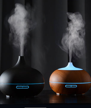 Aroma Diffuser met Houtlook en Afstandsbediening – Ultrasone Luchtbevochtiger met LED Licht