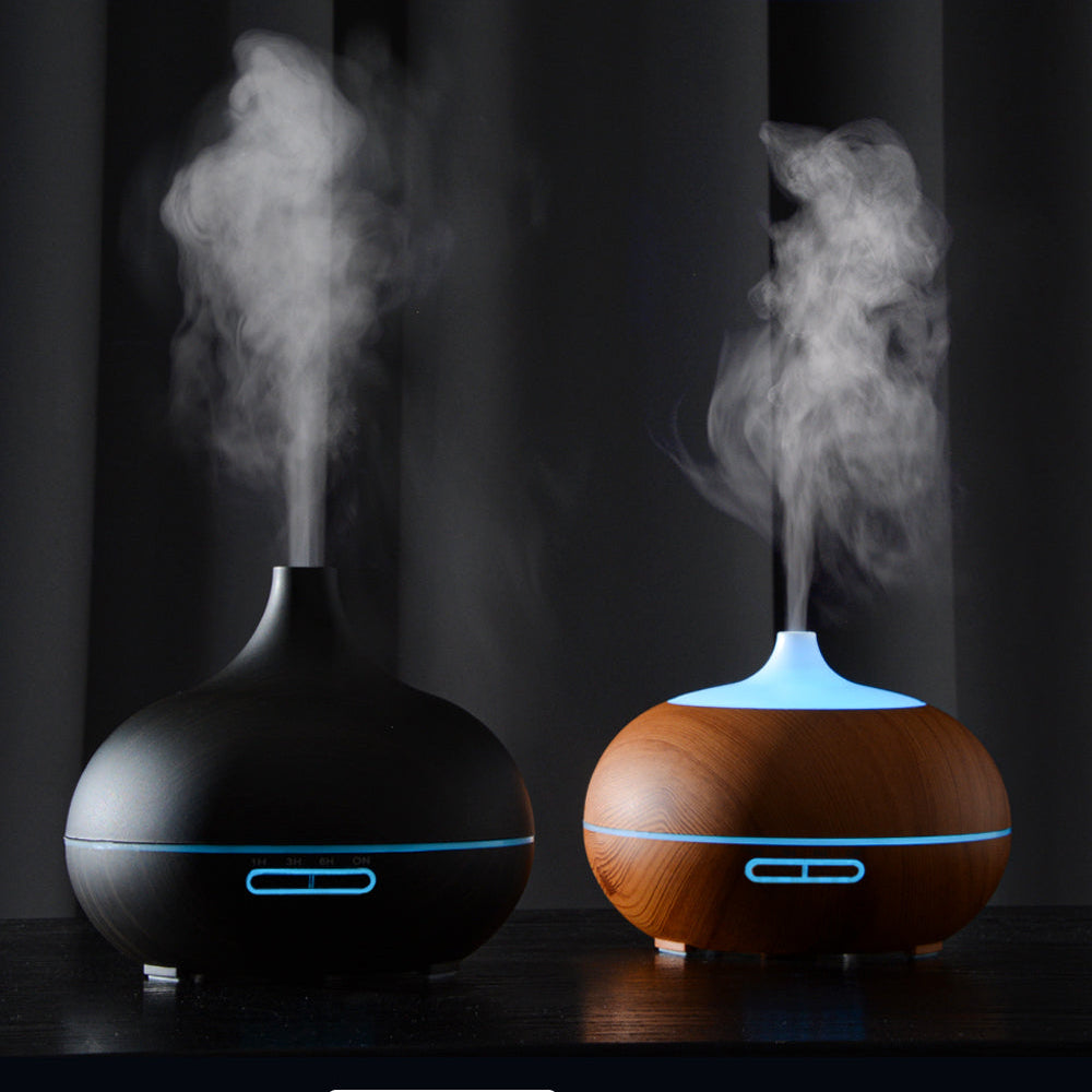 Aroma Diffuser met Houtlook en Afstandsbediening – Ultrasone Luchtbevochtiger met LED Licht