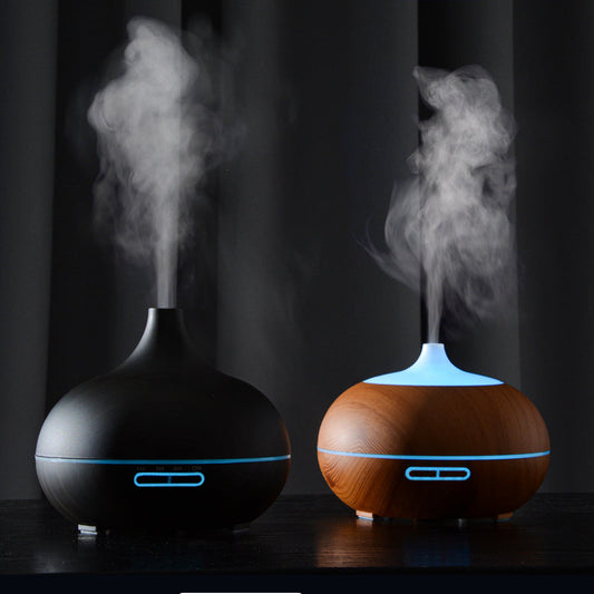 Aroma Diffuser met Houtlook en Afstandsbediening – Ultrasone Luchtbevochtiger met LED Licht