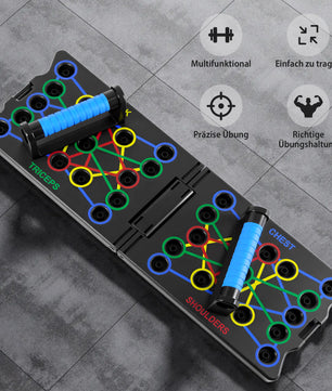 3-in-1 Opvouwbare Push-up Board Set met Weerstandsbanden (2×20 kg) – Multifunctioneel Fitnesshulpmiddel voor Borst-, Arm- en Coretraining