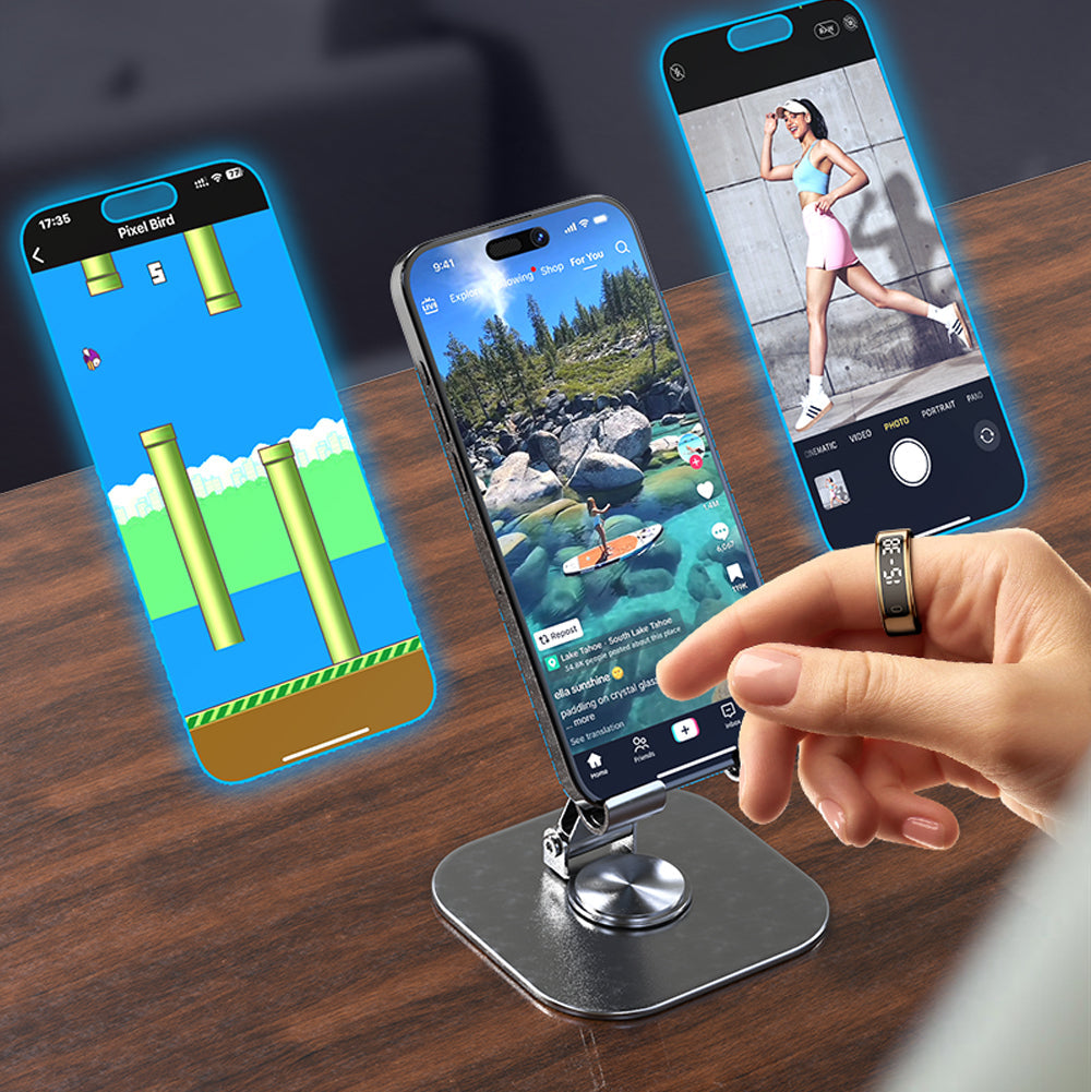Slimme Ring met Touch Display en Draadloos Opladen – Gezondheidsmonitor en Waterdicht