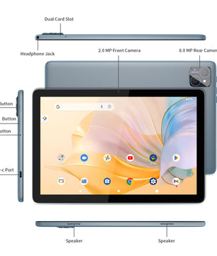 10 Inch Android Tablet met WiFi6 en 128 GB Opslag – Octa-Core Tablet met IPS Scherm en Lange Batterijduur