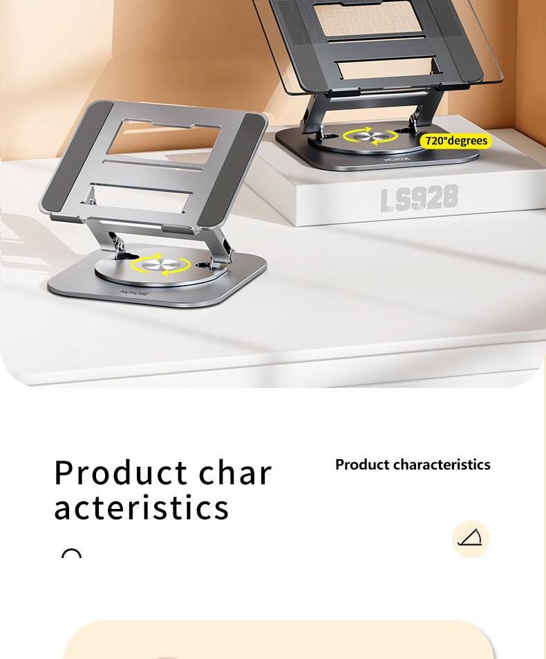 360° Draaibare Aluminium Laptopstandaard met Hoogteverstelling – Verstelbare Notebook Houder voor 9,7–17,3 inch Laptops