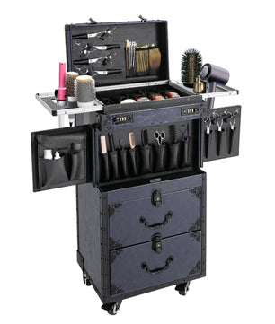 Vintage Make-up Trolley met Wielen – Afsluitbare Cosmetische Koffer met Grote Capaciteit
