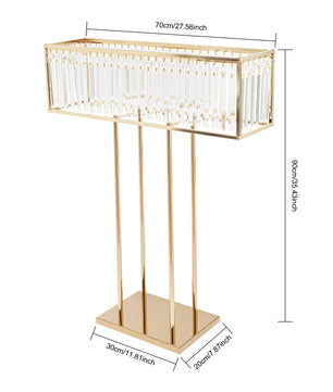 Gouden Kristallen Bloemenstandaard 90 cm – Luxe IJzeren Centerpiece voor Bruiloft en Feestdecoratie