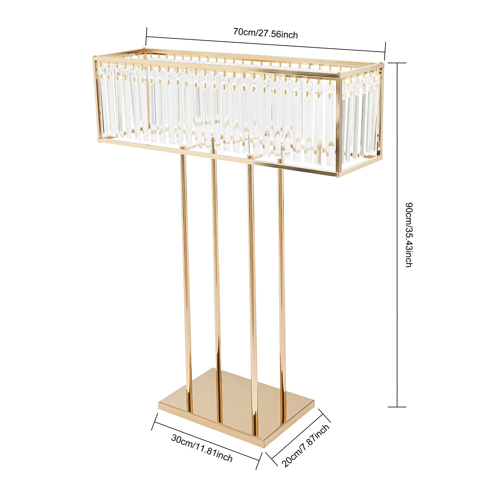 Gouden Kristallen Bloemenstandaard 90 cm – Luxe IJzeren Centerpiece voor Bruiloft en Feestdecoratie