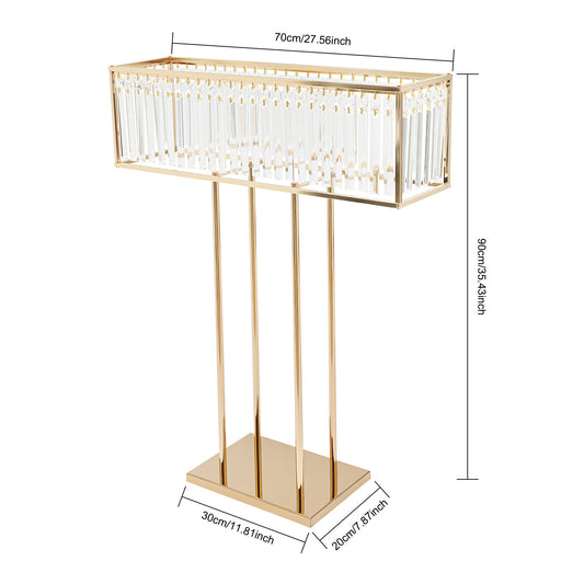 Gouden Kristallen Bloemenstandaard 90 cm – Luxe IJzeren Centerpiece voor Bruiloft en Feestdecoratie