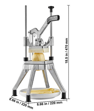 Commerciële Groente- en Fruitdicer – Professionele RVS Snijmachine voor Friet en Blokjes