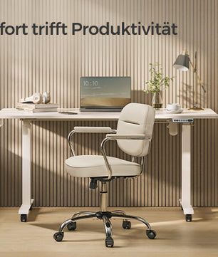 Ergonomische PU-Lederen Bureaustoel met Verstelbare Armleuningen en Schommelfunctie – Draaibare Werkstoel voor Kantoor en Thuis