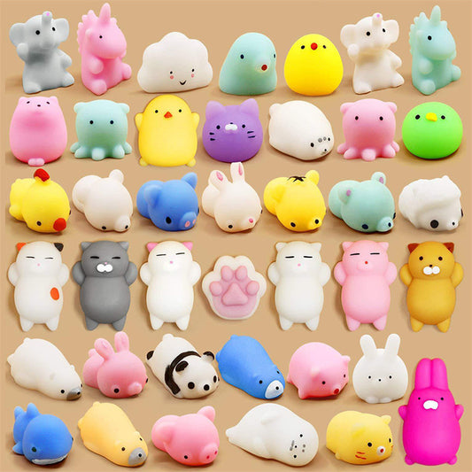 50-5 Stuks Mochi Squishies Kawaii Dieren – Antistress Squeeze Speelgoed 3-5 cm