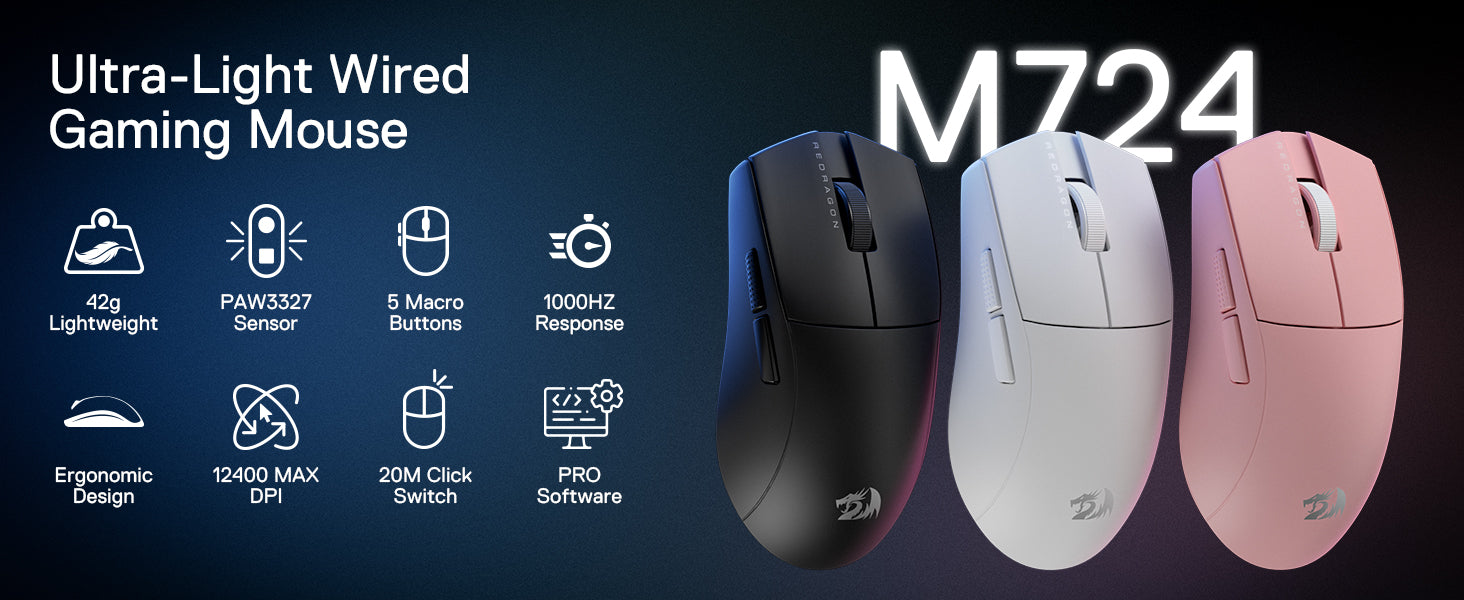 Ultralichte Bedrade Gaming Muis met 12.400 DPI – Optische Precisie en Programmeerbare Knoppen