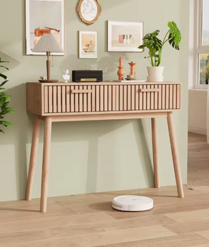 Houten Consoletafel met 2 Opbergladen – Natuurlijk Design voor Hal, Woonkamer of Slaapkamer (100 × 35 × 80 cm)