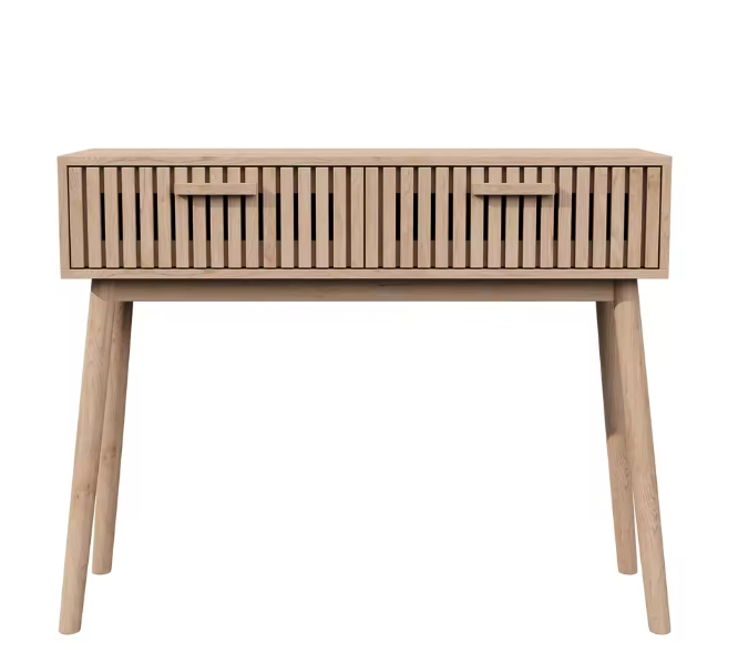 Houten Consoletafel met 2 Opbergladen – Natuurlijk Design voor Hal, Woonkamer of Slaapkamer (100 × 35 × 80 cm)