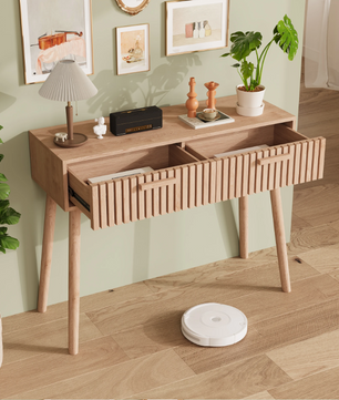 Houten Consoletafel met 2 Opbergladen – Natuurlijk Design voor Hal, Woonkamer of Slaapkamer (100 × 35 × 80 cm)