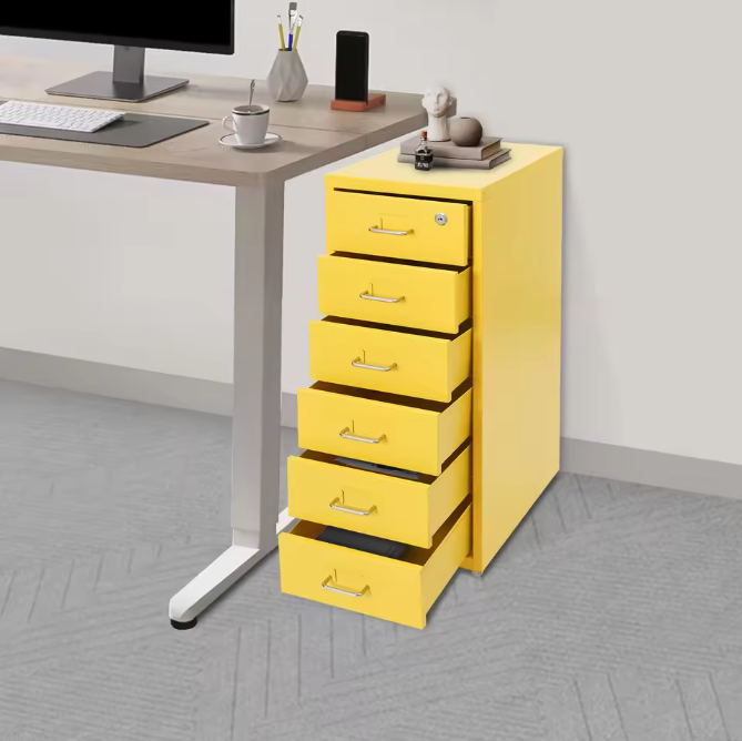 6-laags Metalen Verticale Archiefkast met Slot en Wielen – Modern en Praktisch