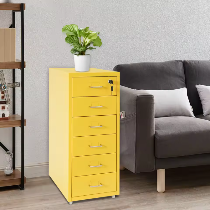 6-laags Metalen Verticale Archiefkast met Slot en Wielen – Modern en Praktisch