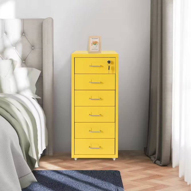 6-laags Metalen Verticale Archiefkast met Slot en Wielen – Modern en Praktisch