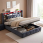 Gestoffeerd Tweepersoonsbed met LED en USB – Opbergbed met Hoofdeinde