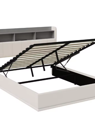 Gestoffeerd Hydraulisch Tweepersoonsbed met LED en Opbergruimte – 140/160 × 200 cm