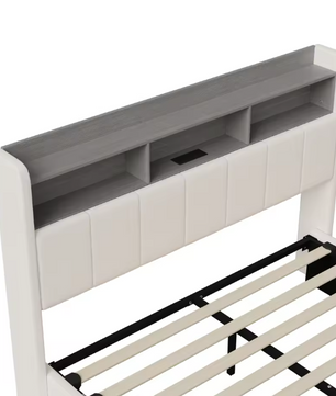 Gestoffeerd Hydraulisch Tweepersoonsbed met LED en Opbergruimte – 140/160 × 200 cm